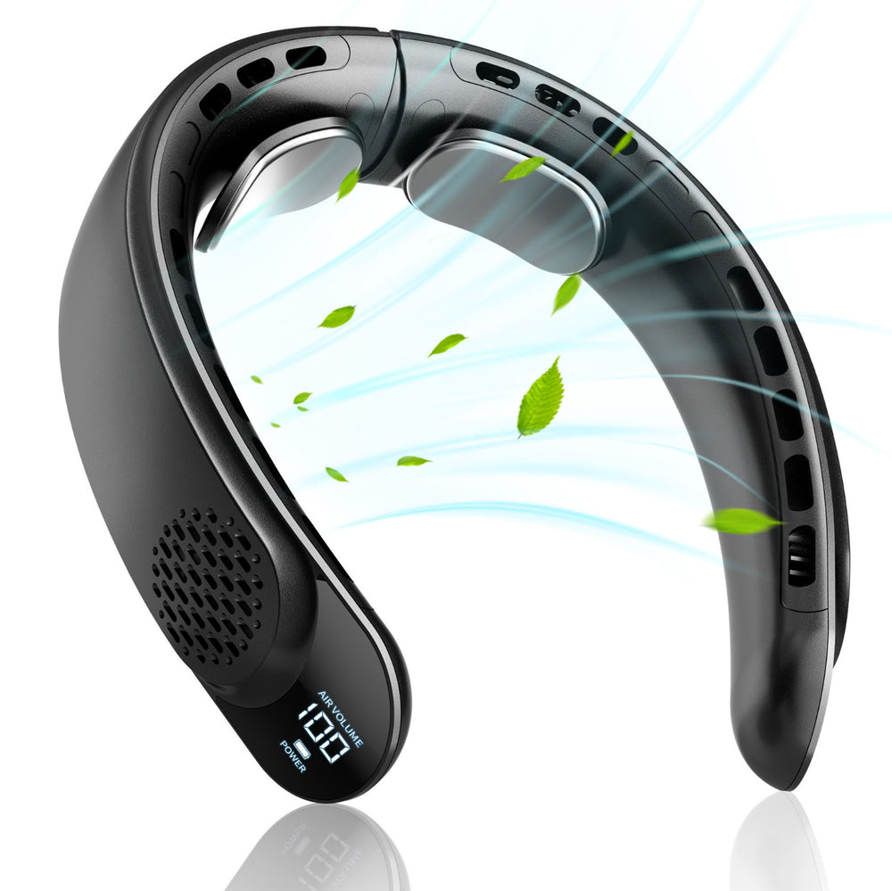 Portable Rechargeable Neck Fan with Digital Display