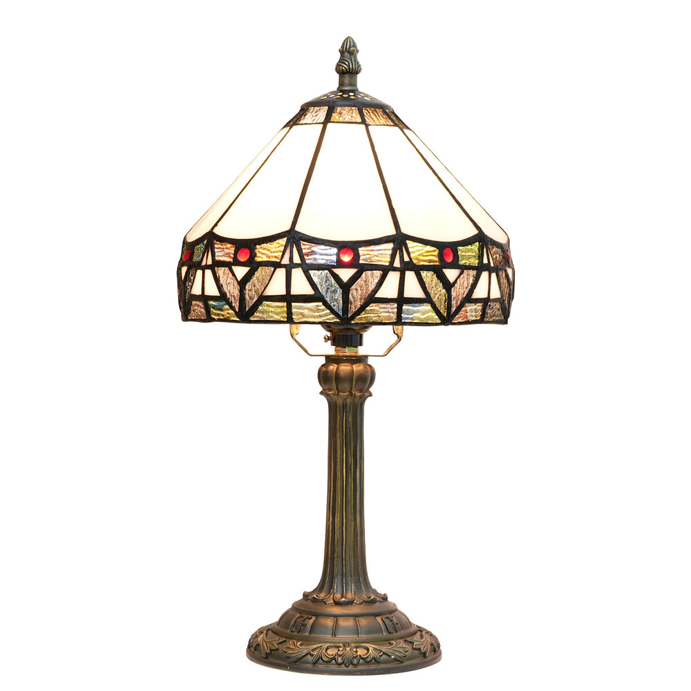 20cm Tiffany Stained Glass Table Lamp Simple European Retro White Roman Bedroom Bedside Desk Lamp