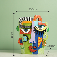 Creative Abstract Face Planter, Fauvist-Style Flower Arrangement, Home Planting Pot Decor