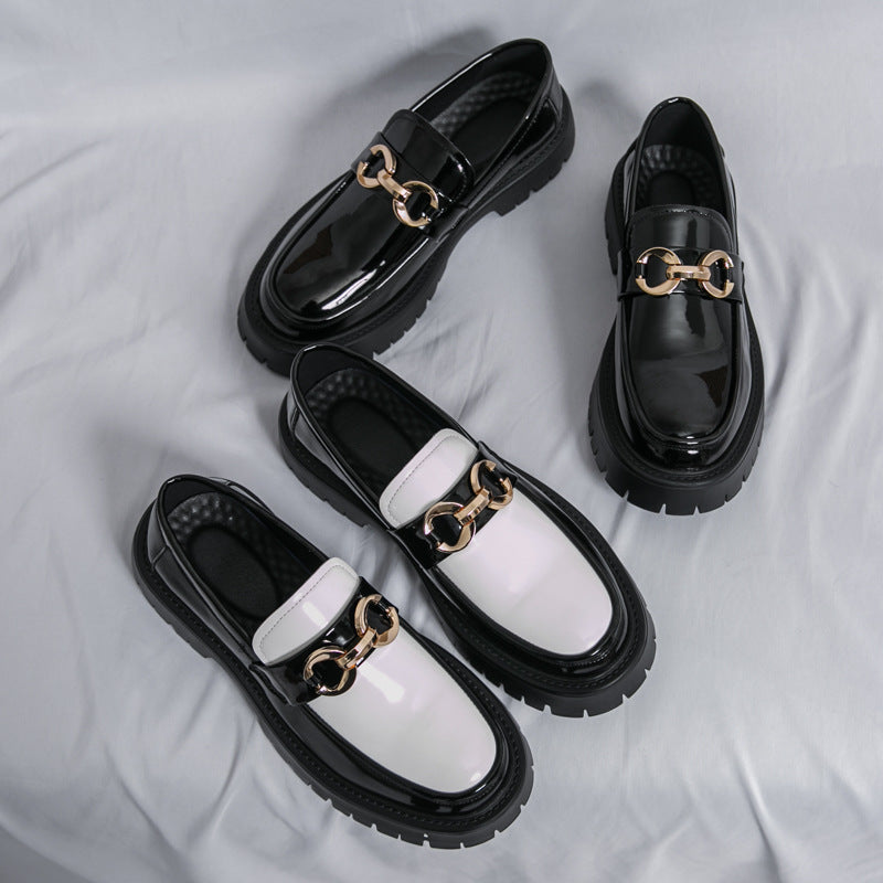 Men's Business Casual Loafers Slip-on Thick Sole Leather Shoes