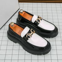 Men's Business Casual Loafers Slip-on Thick Sole Leather Shoes