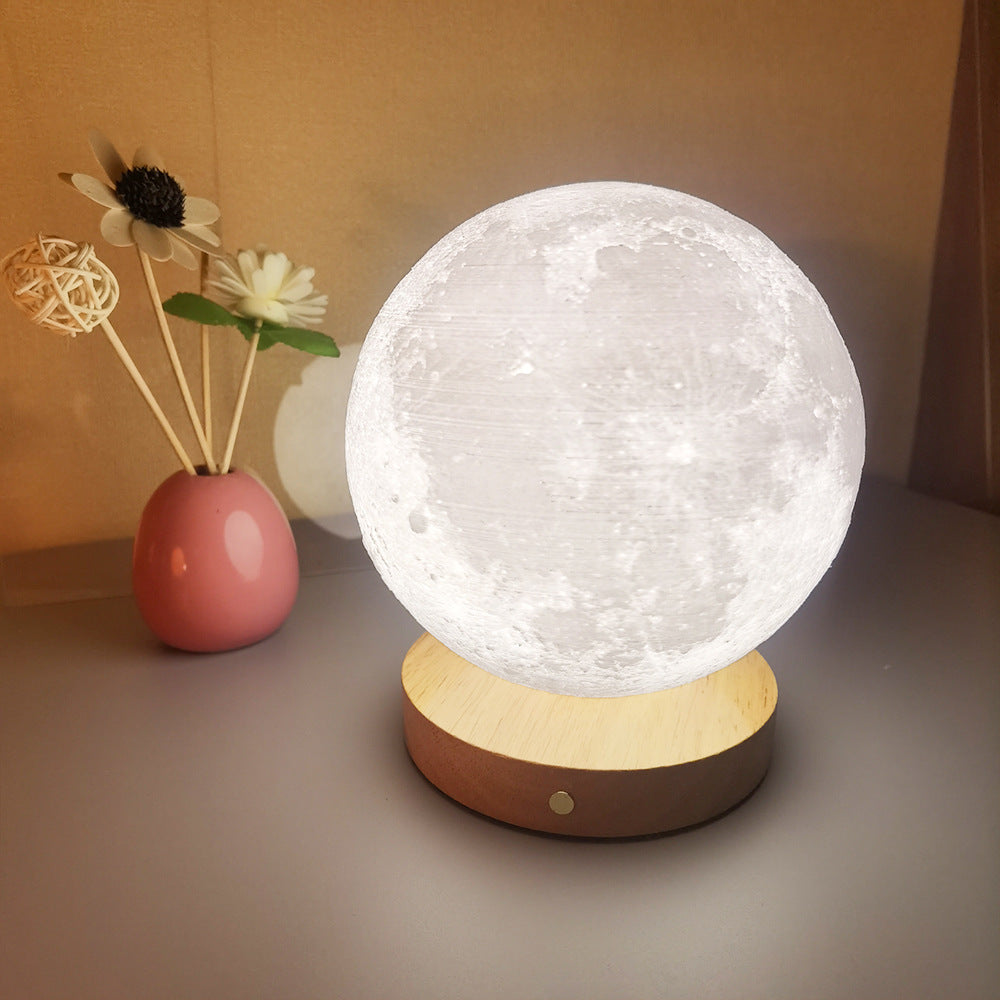 3 Color Moon Lamp Touch Rotating Night Light Bedside Table Lamp