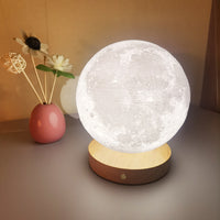 3 Color Moon Lamp Touch Rotating Night Light Bedside Table Lamp