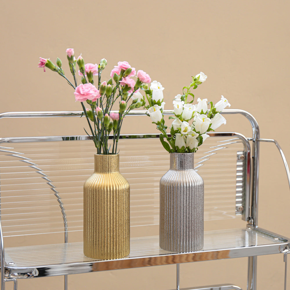 Simple Modern Vertical Pattern Ceramic Vase Ornament for Home Decor