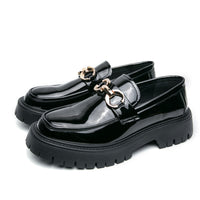 Men's Business Casual Loafers Slip-on Thick Sole Leather Shoes