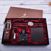 Quartz vintage-style watch strap, wallet, tie, perfume, and cufflinks