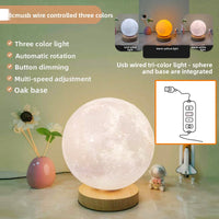 3 Color Moon Lamp Touch Rotating Night Light Bedside Table Lamp
