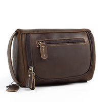 Man holding a retro cowhide bag