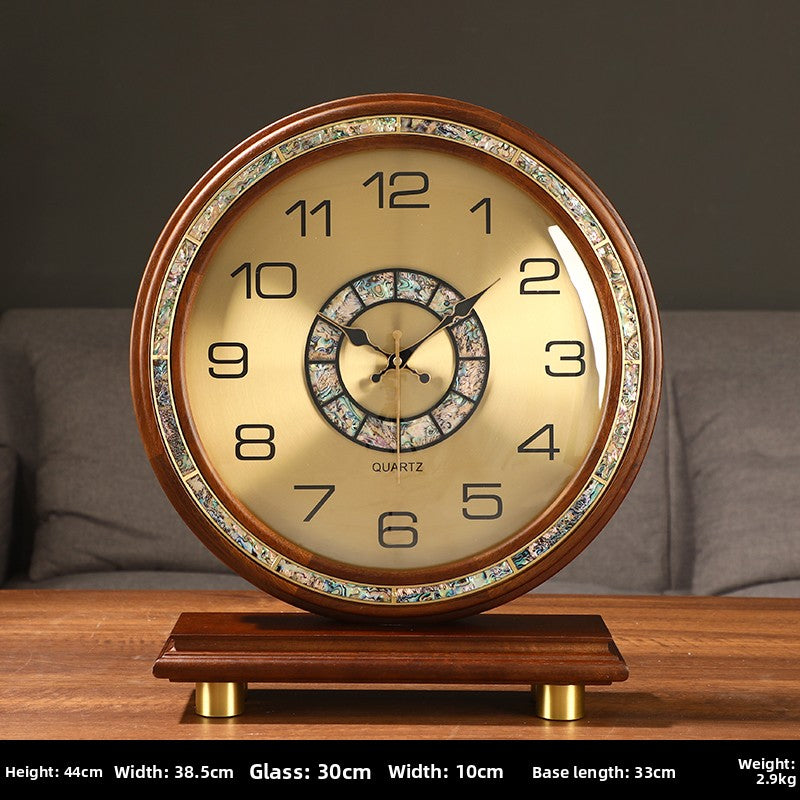 European Solid Wood Pendulum Table Clock