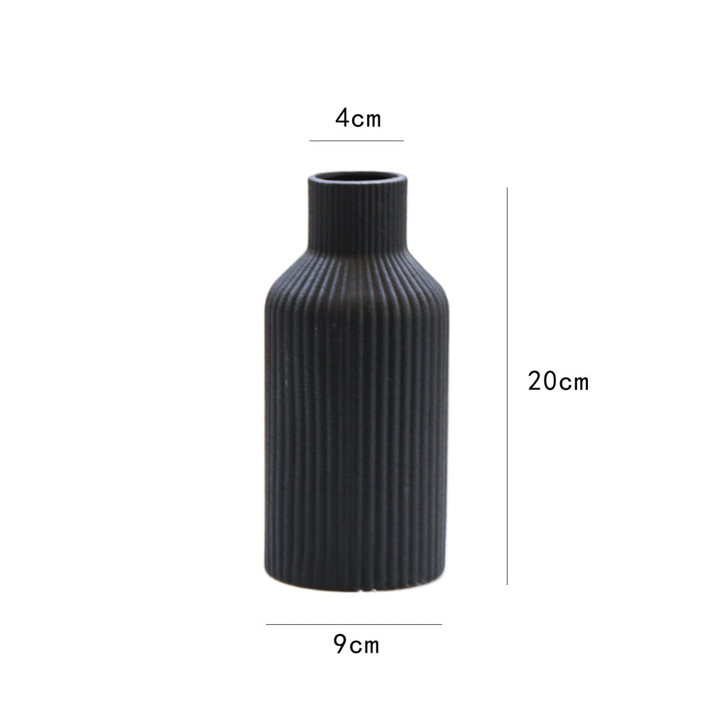 Simple Modern Vertical Pattern Ceramic Vase Ornament for Home Decor
