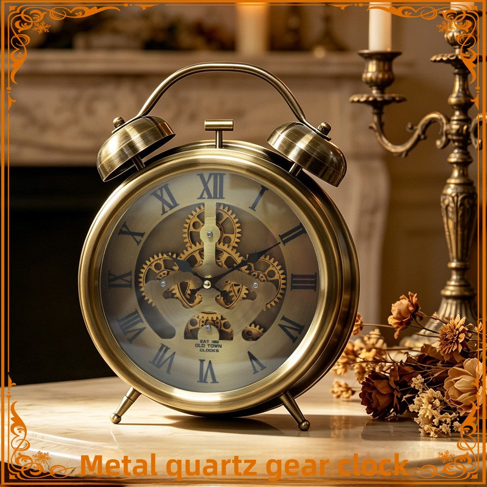 Vintage Metal Gear Desk Clock