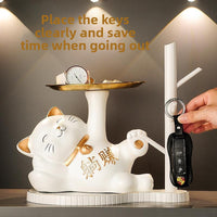 Ceramic Lucky Cat Key Holder Home Decor