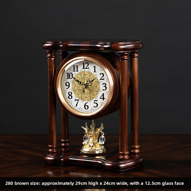 Solid Wood Desk Clock, Silent Living Room Table Clock
