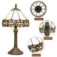 20cm Tiffany Stained Glass Table Lamp Simple European Retro White Roman Bedroom Bedside Desk Lamp