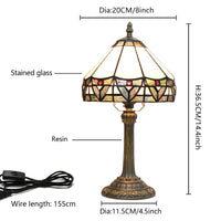 20cm Tiffany Stained Glass Table Lamp Simple European Retro White Roman Bedroom Bedside Desk Lamp