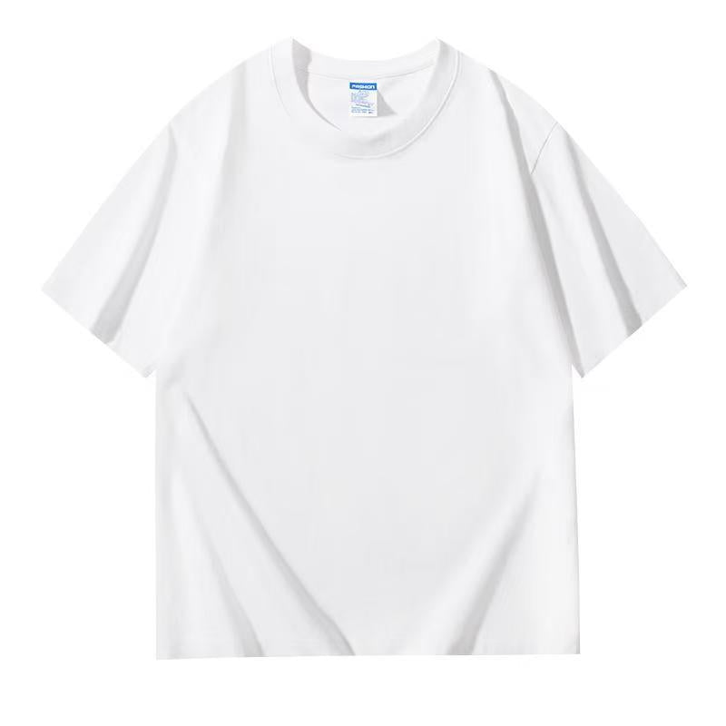 Men's and women's loose-sleeved round-neck pure cotton short-sleeved T-shirts