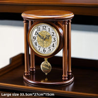 Solid Wood Desk Clock, Silent Living Room Table Clock