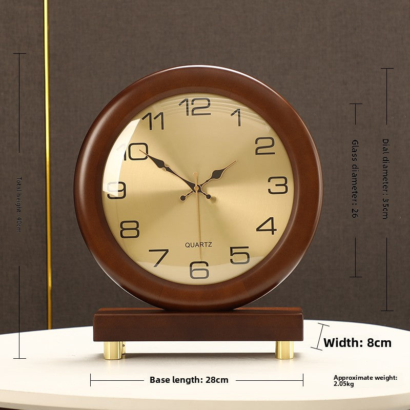 European Solid Wood Pendulum Table Clock
