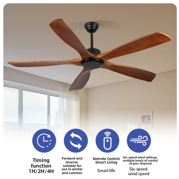 Vintage Solid Wood Ceiling Fan with Remote Control