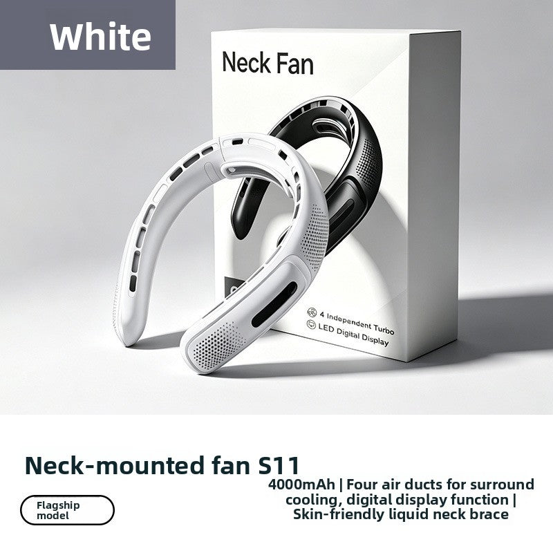 Portable Rechargeable Neck Fan with Digital Display