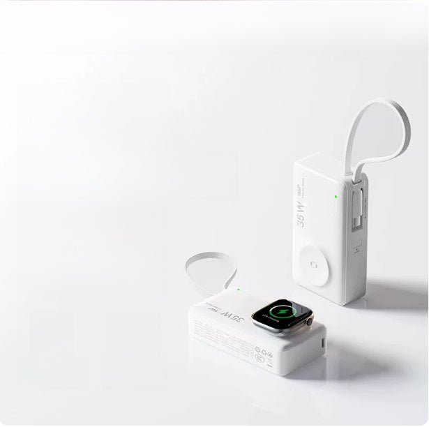 Portable 35W Fast Charging Power Bank with Built-in Cable