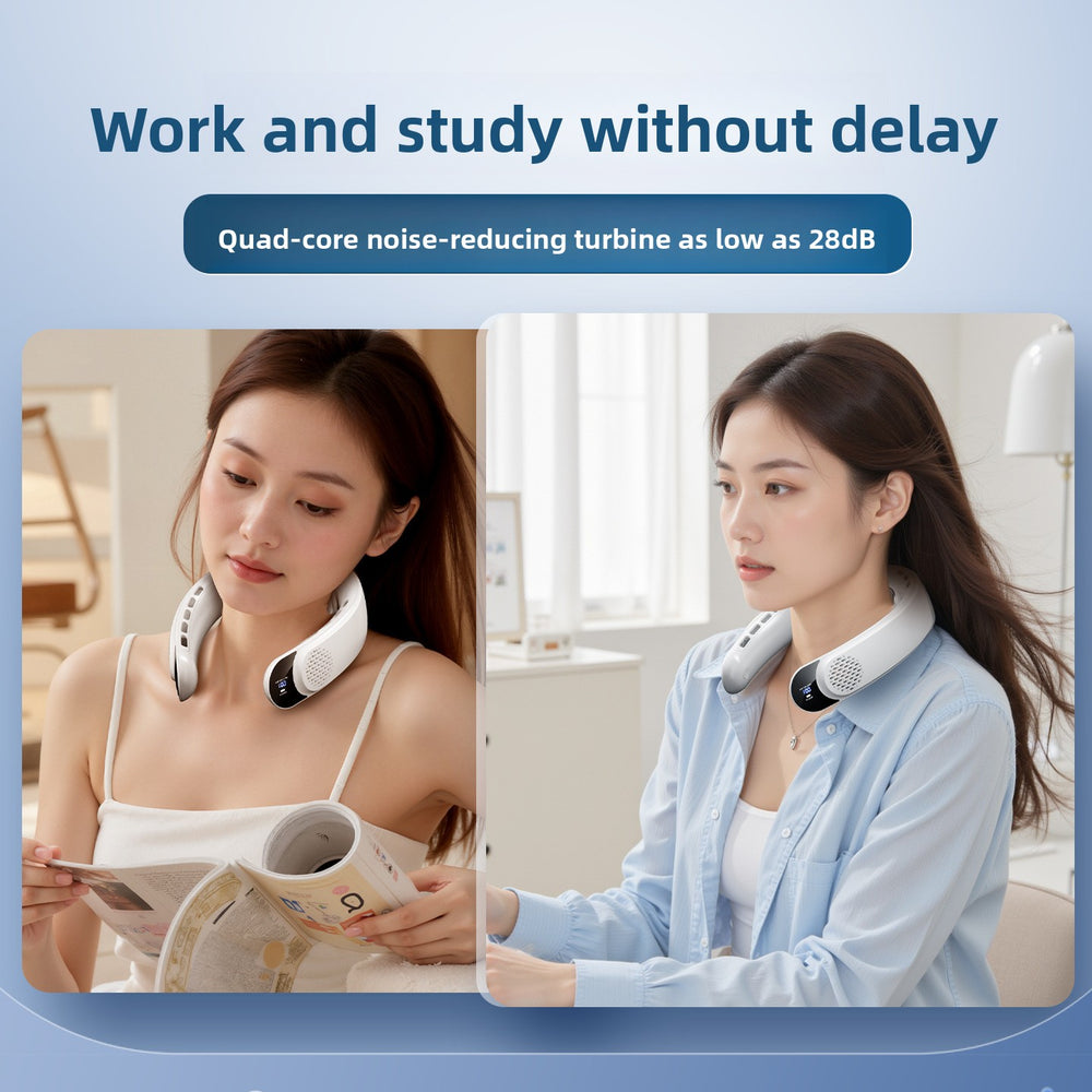 Portable Rechargeable Neck Fan with Digital Display