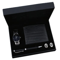 Quartz vintage-style watch strap, wallet, tie, perfume, and cufflinks