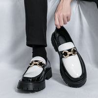 Men's Business Casual Loafers Slip-on Thick Sole Leather Shoes