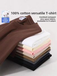 Men's and women's loose-sleeved round-neck pure cotton short-sleeved T-shirts