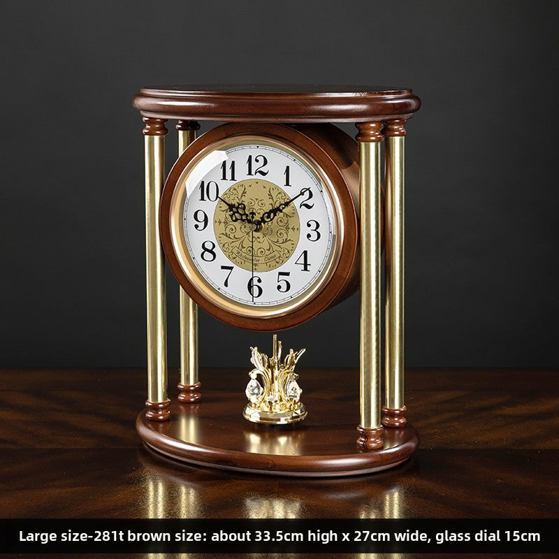 Solid Wood Desk Clock, Silent Living Room Table Clock