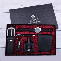 Quartz vintage-style watch strap, wallet, tie, perfume, and cufflinks