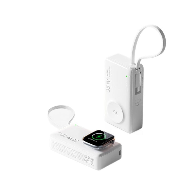 Portable 35W Fast Charging Power Bank with Built-in Cable