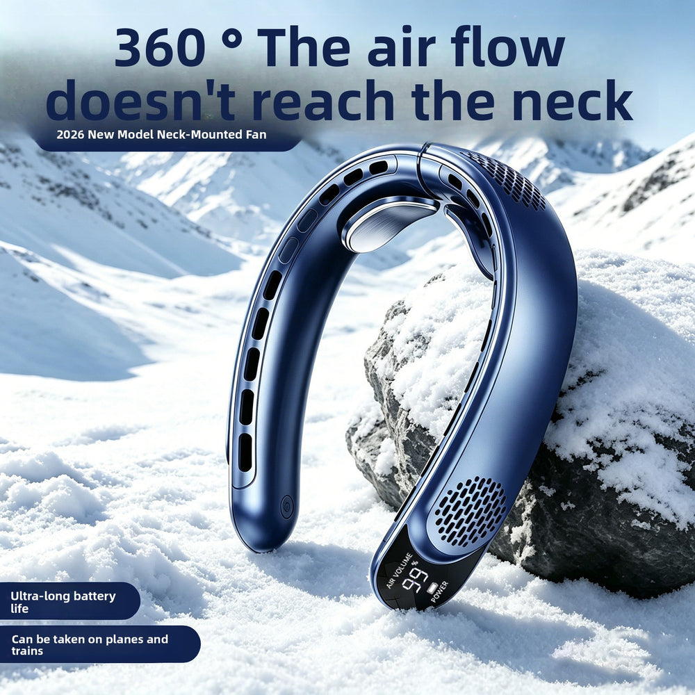 Portable Rechargeable Neck Fan with Digital Display