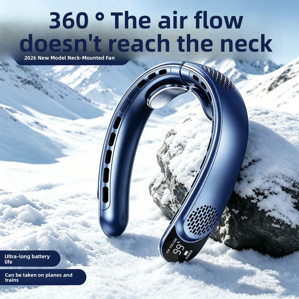 Portable Rechargeable Neck Fan with Digital Display
