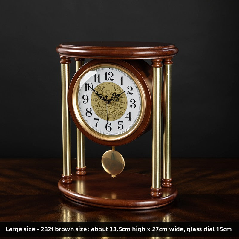 Solid Wood Desk Clock, Silent Living Room Table Clock