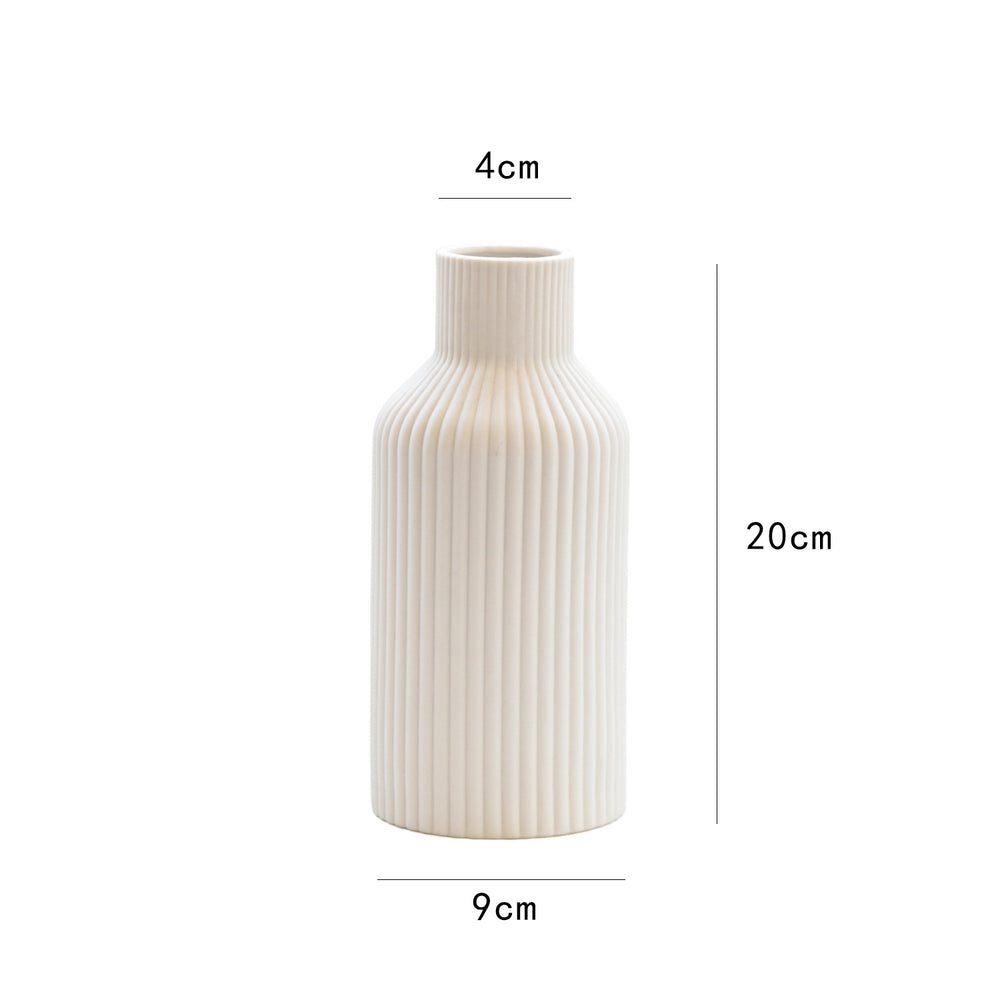 Simple Modern Vertical Pattern Ceramic Vase Ornament for Home Decor