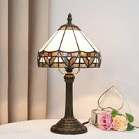 20cm Tiffany Stained Glass Table Lamp Simple European Retro White Roman Bedroom Bedside Desk Lamp
