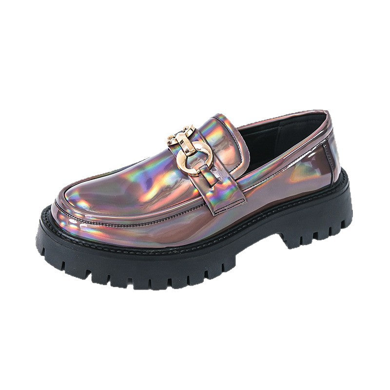 Men's Business Casual Loafers Slip-on Thick Sole Leather Shoes