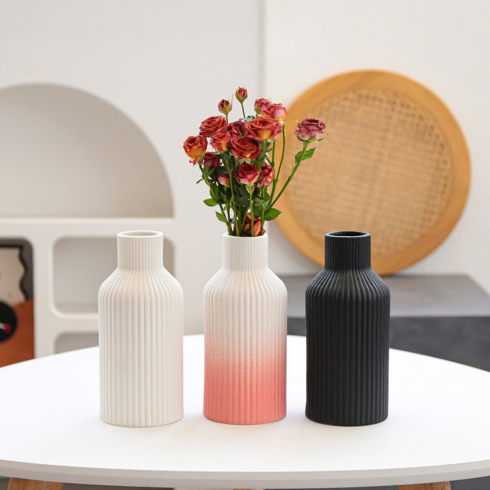 Simple Modern Vertical Pattern Ceramic Vase Ornament for Home Decor