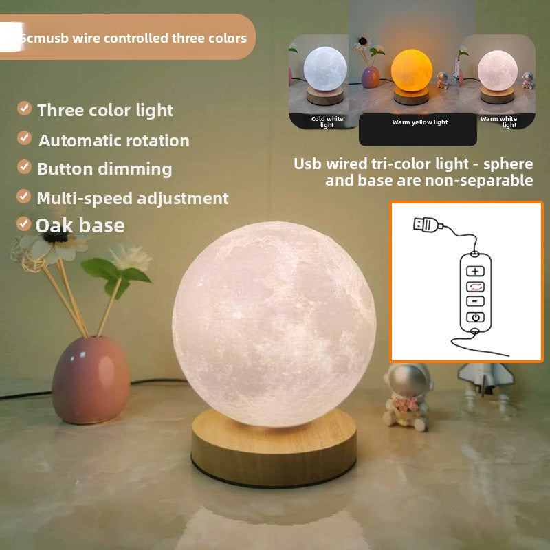 3 Color Moon Lamp Touch Rotating Night Light Bedside Table Lamp