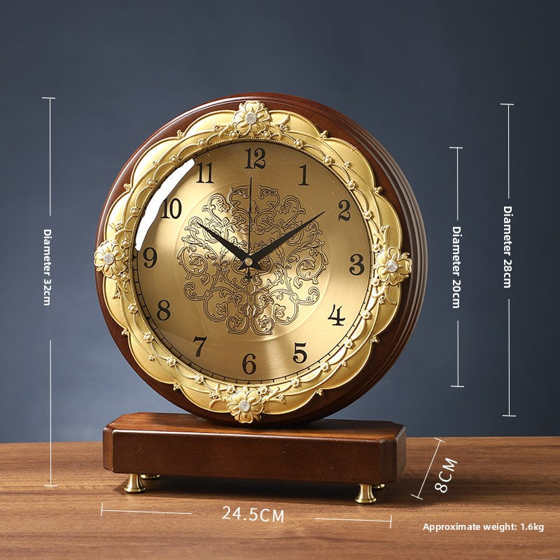 European Solid Wood Pendulum Table Clock