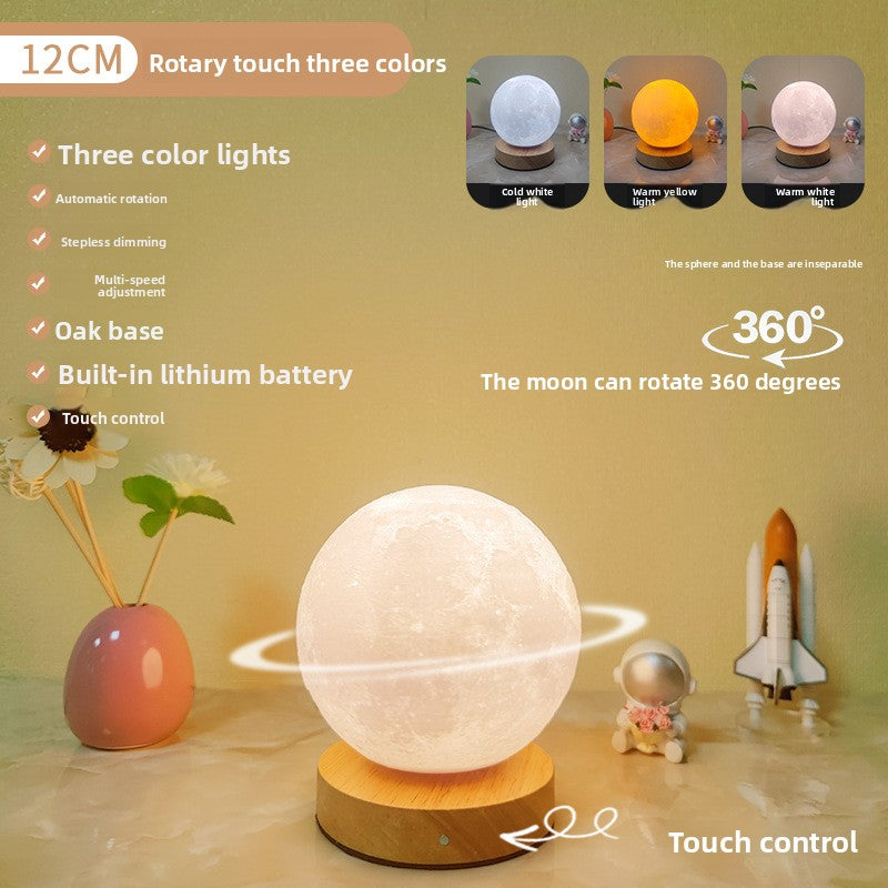 3 Color Moon Lamp Touch Rotating Night Light Bedside Table Lamp