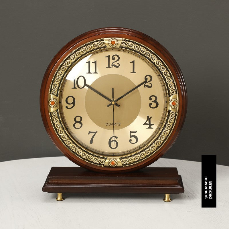 European Solid Wood Pendulum Table Clock