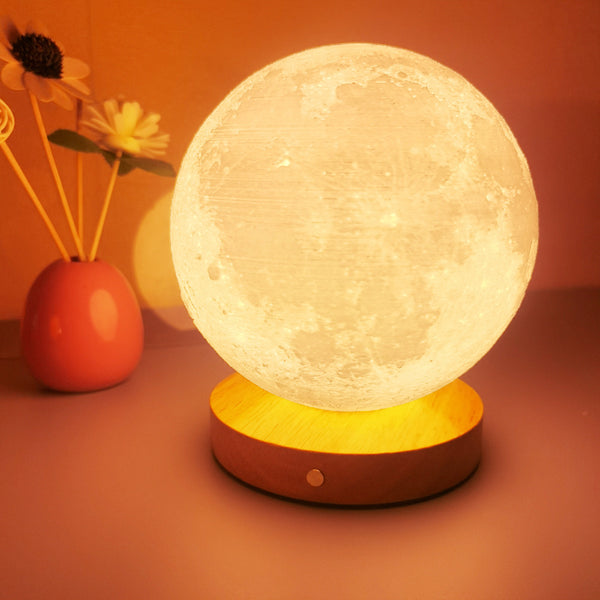 3 Color Moon Lamp Touch Rotating Night Light Bedside Table Lamp