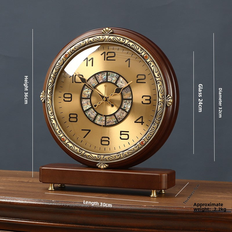 European Solid Wood Pendulum Table Clock