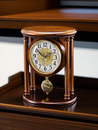 Solid Wood Desk Clock, Silent Living Room Table Clock