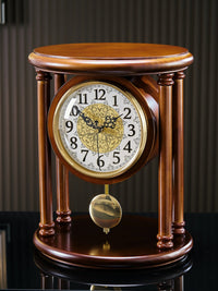 Solid Wood Desk Clock, Silent Living Room Table Clock