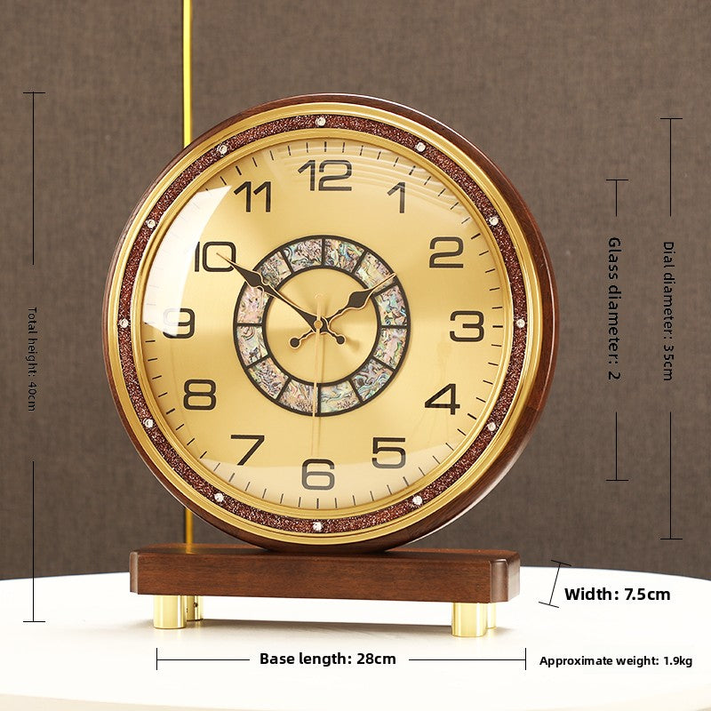 European Solid Wood Pendulum Table Clock