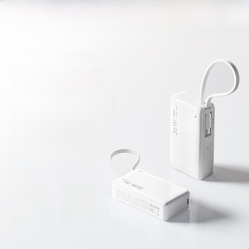 Portable 35W Fast Charging Power Bank with Built-in Cable
