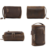 Man holding a retro cowhide bag